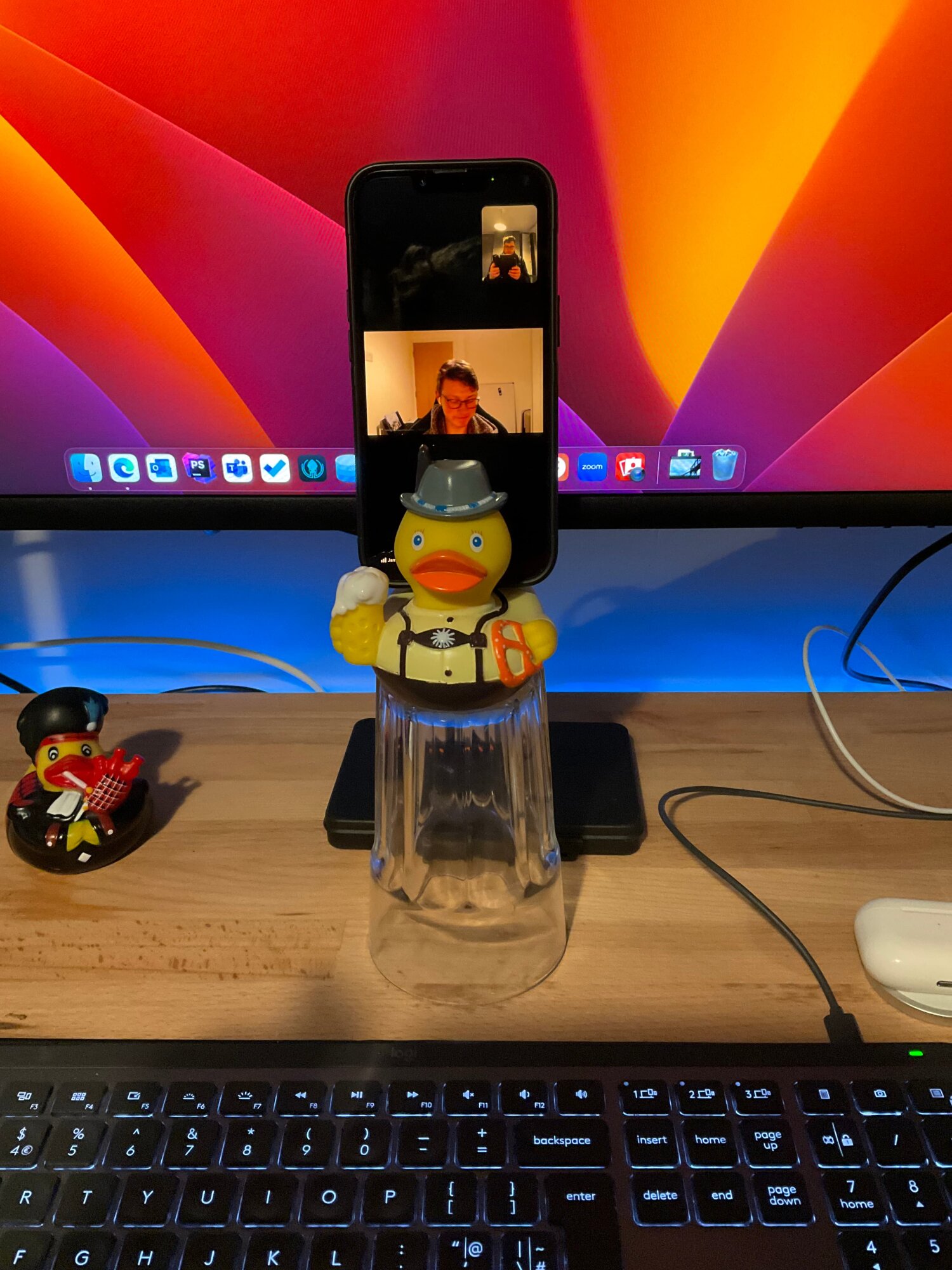 Rubber duck zoom call phone stand